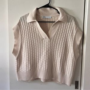 Zara cream knit sweater vest